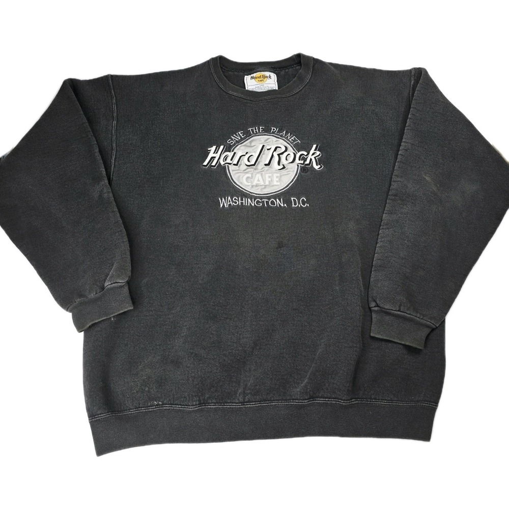 Hard Rock Cafe Washington DC Save the Planet Sweatshirt Mens Large Charcoal Gray